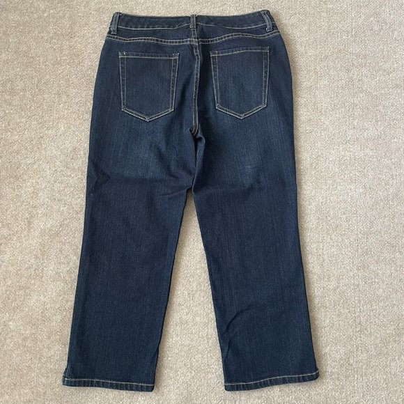 Chico's Jeans Womens 0.5 (Size 6) Cropped Stretch Denim Pants Dark Wash Capri - Picture 8 of 10